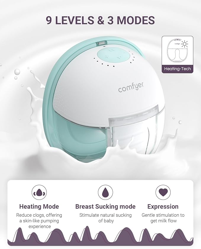 Heated Wearable Breast Pump, Industry-Leading Heating Tech, Innovative Magnetic Charging Cable, App Control, Anti-dust Cover, Hospital-Grade Suction, 1 Pack
