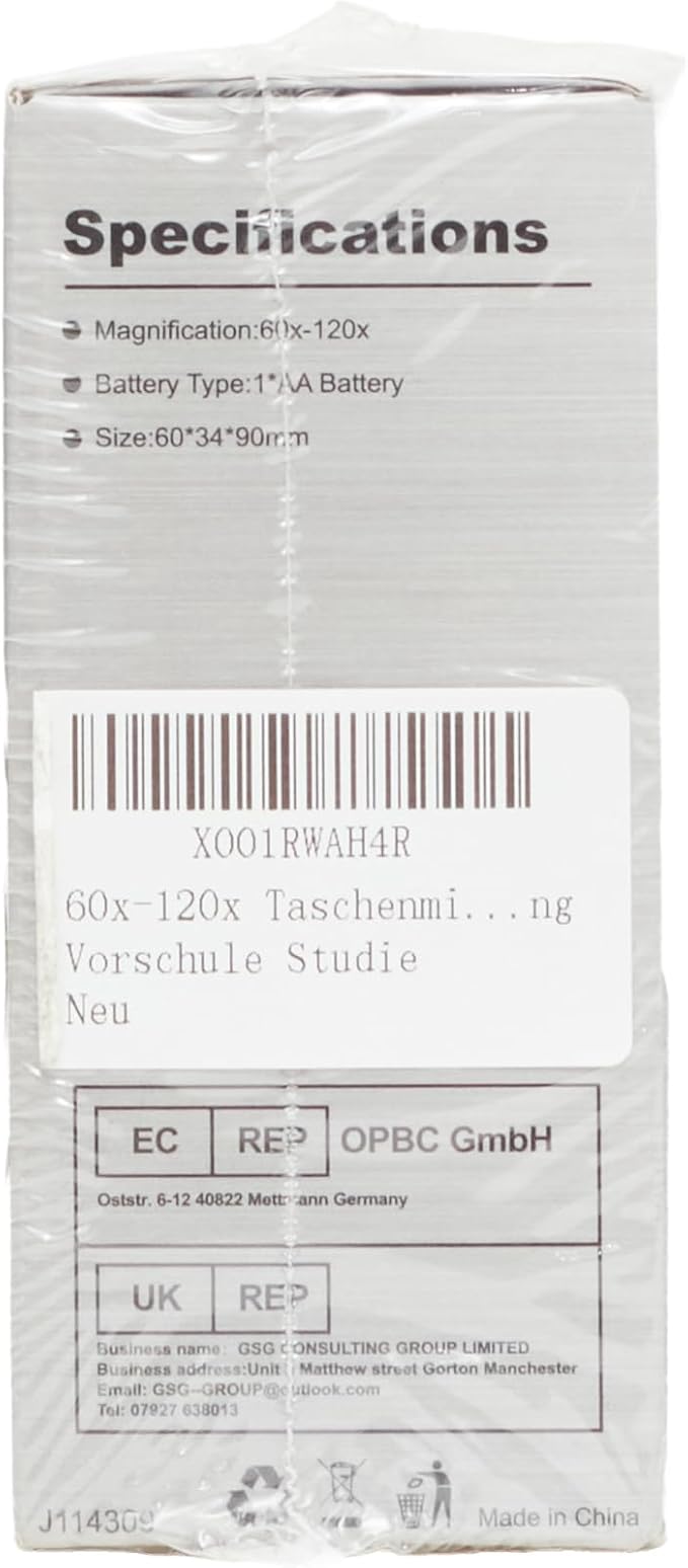 Pocket Microscope, 60x-120x Handheld Mini Microscope Kids with LED Lights, 5 Slides Specimens, BEBANG Portable Microscope for Kids Student Adults Microbiological Observation Lab Study, Educational Kit