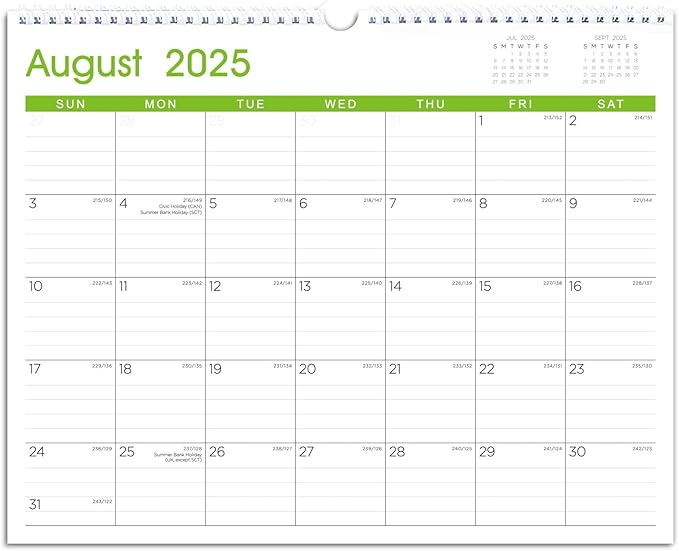 Calendar 2025-2026: Large Monthly Wall Calendar for Planning & Organizing, 17 Months Hanging Calendar from August 2025 to December 2026, Size 14.5” x 11.5”