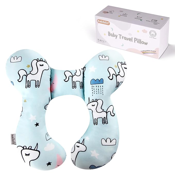 KAKIBLIN Baby Neck Pillow, Baby Travel Pillow, Baby Support Pillow,Upgraded Baby Neck Pillows for Car Seat Toddler Head and Neck Support Pillow for Car Seat, Pushchair(Unicorn)