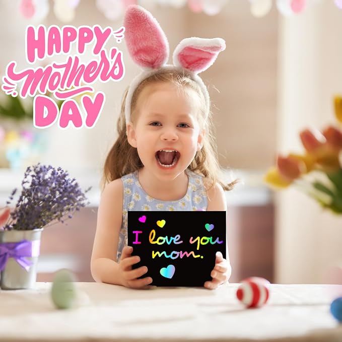 Rainbow Scratch Paper Art for Kids: 60PCS Magic Arts Crafts Gifts Toys for Girls Boys Ages 4 5 6 7 8 9 Games Activities for Birthday Family Fathers Day Christmas Stocking Stuffers Easter(Girls)