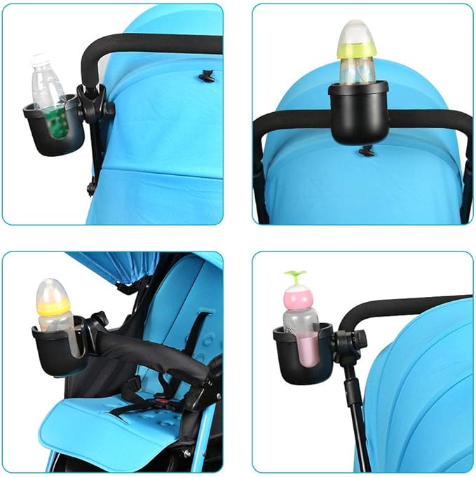 Accmor Stroller Cup Holder, Universal Cup Holder, Bike Cup Holder, 360° Rotatable Large Caliber Drinks Holder for Stroller, Bike, Wheelchair, Walker, Black, 2 Pack