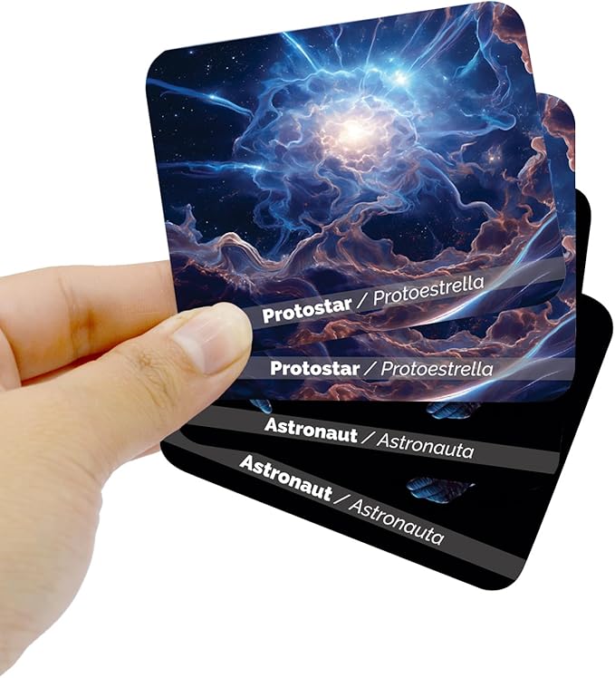 Menique Universe Memory Matching Game – 60 Cards (30 Pairs) – Bilingual Space Game with Planets, Stars & More – Educational for Kids and Adults