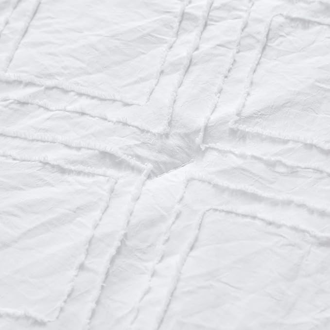 Tufted Ruffle Crib Bedding Set 3 Pieces Baby Boho Quilted Comforter with Fitted Sheet and Bed Skirt - Cute Ruffled Shabby Chic Baby Bedding Soft Blanket Design White