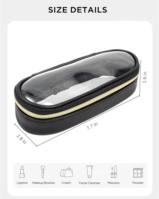 Clear Makeup Bag Small, TSA Approved Portable Toiletry Bag with Zipper Cosmetic Travel Bag Makeup Organizer Case Mini Makeup Pouch for Purse Car Organizer Bag for Women Men