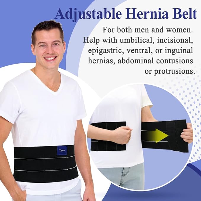 Umbilical Hernia Belt for Women Men Abdominal, Belly Button Hernia Support Belts for Men, Abdominal Support Binder with Compression Pads, Hernia Relief Wrap, Belly Band Post Hernia Surgery (43"-62")