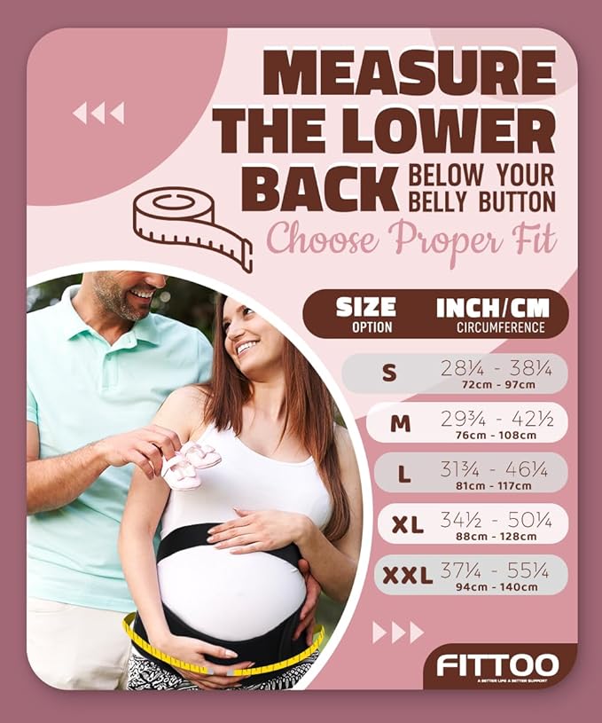 FITTOO Maternity Belt Back Support Belly Band Pregnancy Belt Support Brace Abdominal Binder Waist Support Black M