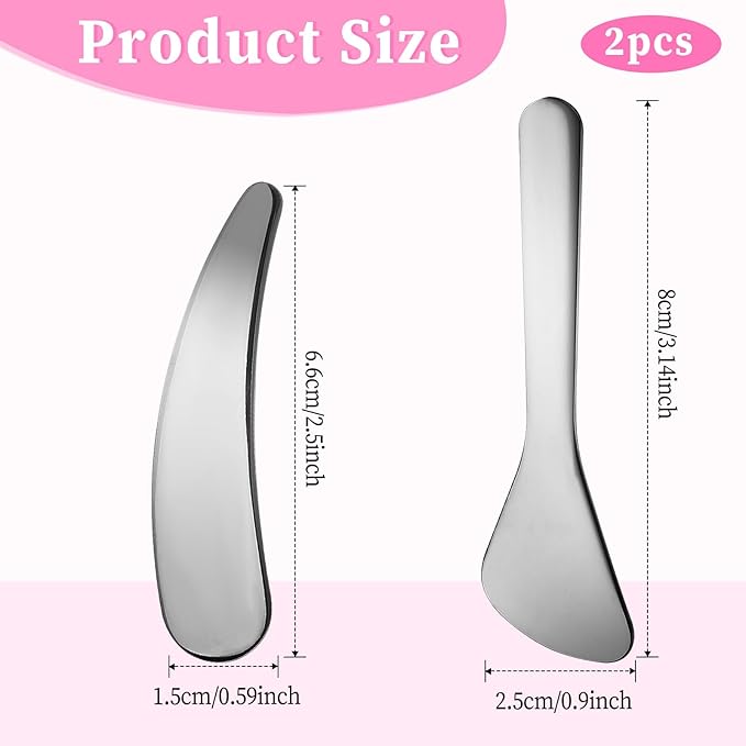 2Pcs Cosmetic Spatula Reusable Facial Massage Spatula Practical Mini Makeup Eye Cream Applicator Multi-functional Beauty Face Skincare Spoon for Mixing Sampling Lotions Moisturizers Accessories
