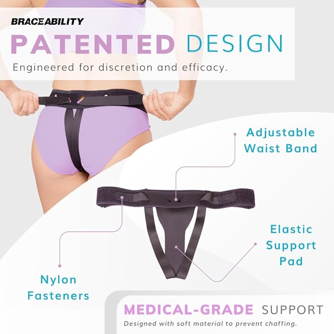 BraceAbility Pelvic Pro Prolapse Belt - Patented, Original Uterus Support Brace for Women Treating Dropped Bladder, Uterine Prolapse, Vulvar Varicosities, Postpartum, Symphysis Pubis Dysfunction (XL)