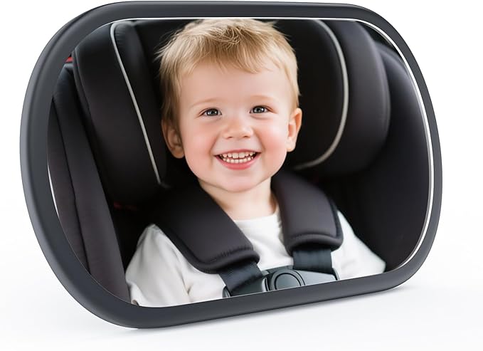 Baby Car Mirror for Backseat - Rear Facing Car Seat Mirror Safety for Infant Newborn - Easily Observe the Baby Move,Clear Wide View,360°Rotation, Secure, Shatterproof - Black