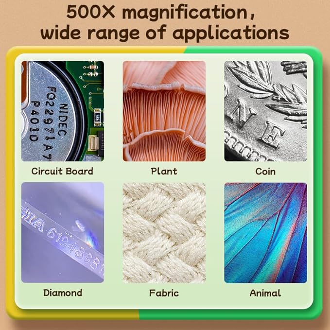 Kids Magnifying Glass with 8 Lights,Handheld Microscope for Stem Toys, Edu Gift Age 4-6 8-12 Children Students