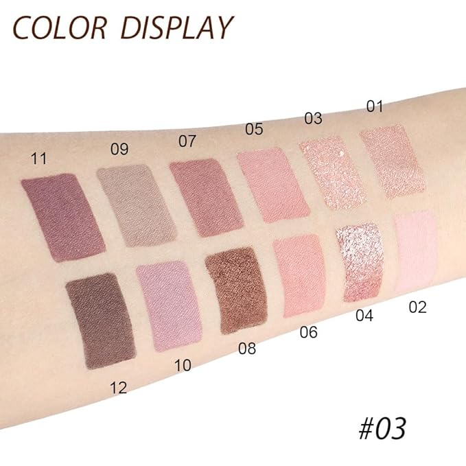 12 Girds Colorful Matte Shimmer Eyeshadow Palette for Eye Makeup,High Pigmented Eye Shadow Primers Powder Palet de sombras de ojos 12-C