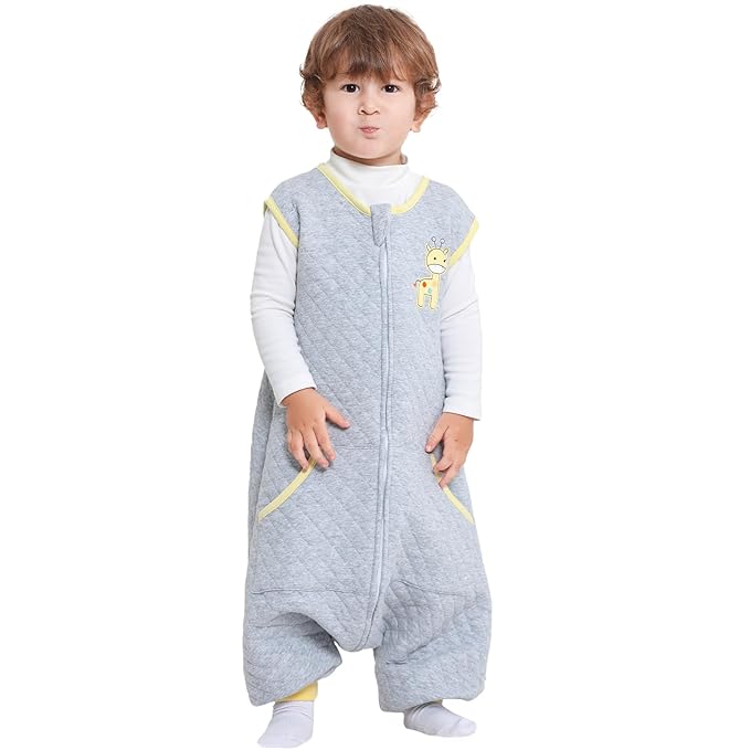 Baby Toddler Sleep Sack with Feet 2.5 TOG Winter, Wearable Blanket with Legs, Toddler Sleeping Sack Long Sleeve (Giraffe, 3T-5T)