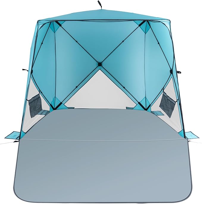 Beach Tent,Beach Sun Shelter with UPF 50+UV Protection with Extendable Floor mat for 3-4 Person, Waterproof Portable Easy Setup Beach Canopy Shade Tent for Outdoor Camping, Picnics