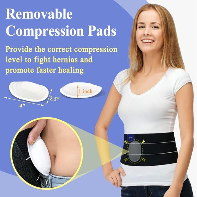 Umbilical Hernia Belt for Men Women Hernia Support Abdominal Binder Post Surgery Stomach Binder Belly Band for Men Surgical Binder Compression Navel Hernia Band Brace Abdominal Wrap (32-42 in)