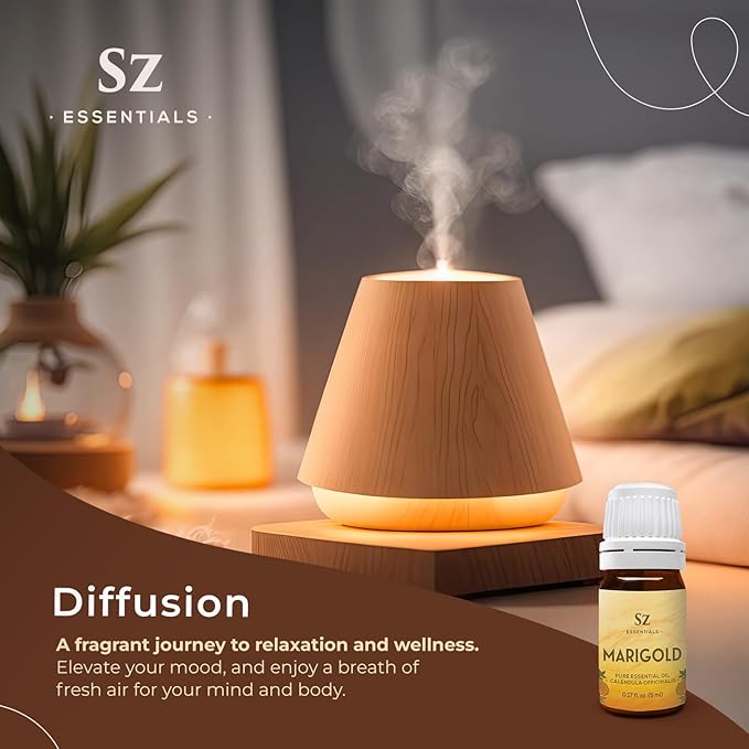 Marigold Essential Oil - aka. Calendula Officinalis - 100% Pure and Undiluted - Unlock The Precious Aroma of Real Marigold - Therapeutic Grade & Versatile Usage - 0.17oz