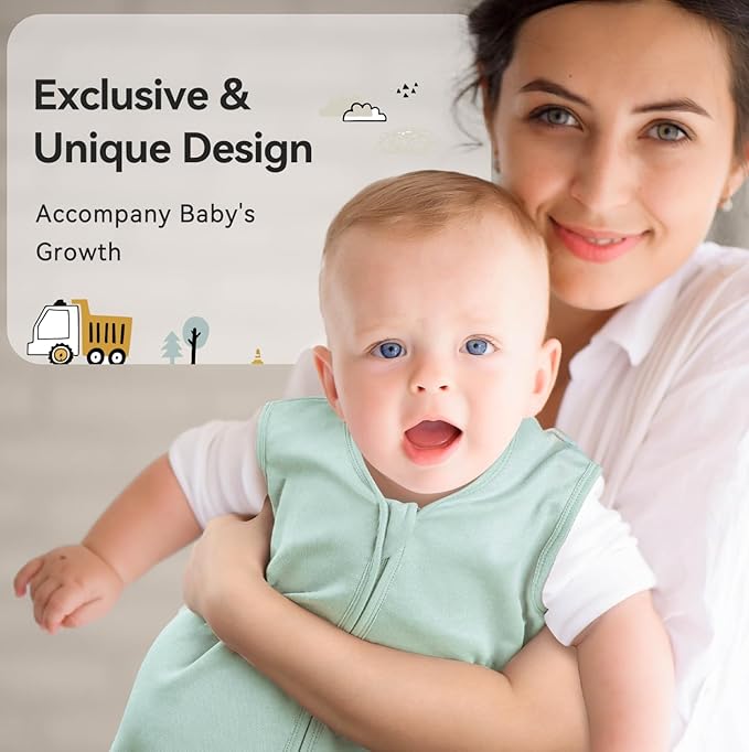 Baby Sleep Sack 18-24 Months 0.5 Tog Wearable Blanket Baby, 3 Pack 100% Cotton Lightweight Sleeping Sack with 2-Way Zipper for Infant Toddler Excavator