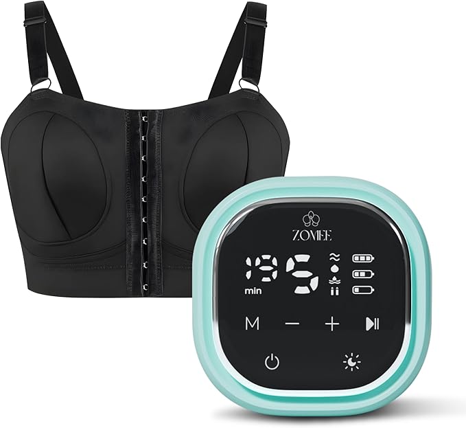 Zomee Z2 Double Electric Breast Pump - Shabbat Mode Edition - Portable, Hands Free Pumping Hospital Grade Wearable Breast Pump Including; Black Bamboo Pumping Bra (XL)