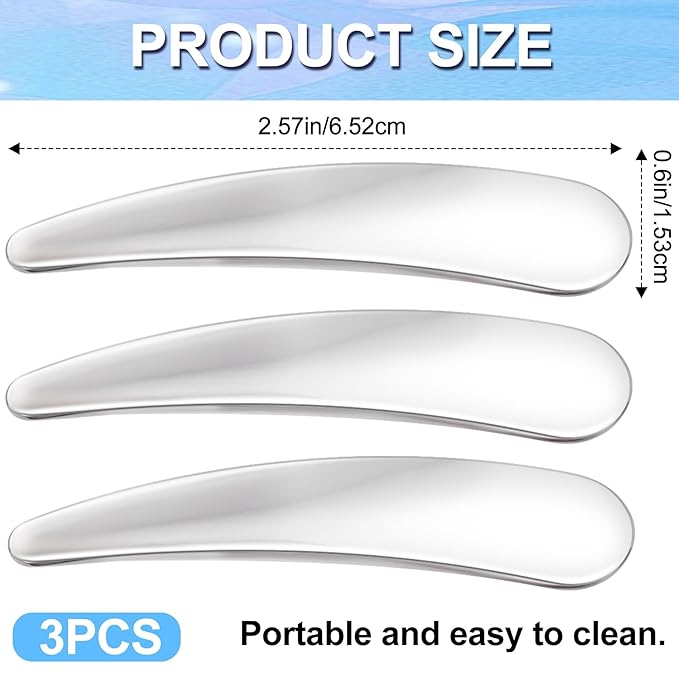 3pcs Mini Metal Cosmetic Makeup Skincare Cream Spatulas Scoop Cosmetics Spoon Practical Beauty Accessories for Mixing and Sampling Makeup Cosmetic Beauty Tools