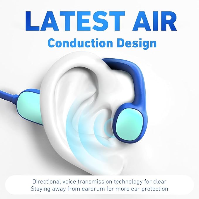 2 Pack Kids Headphones, Bluetooth 5.2 Air Conduction Open Ear Headphones, 85dB Volume Limiting, Stereo Sound with Mic, IPX5 Waterproof, 20H Playtime-Blue Purple