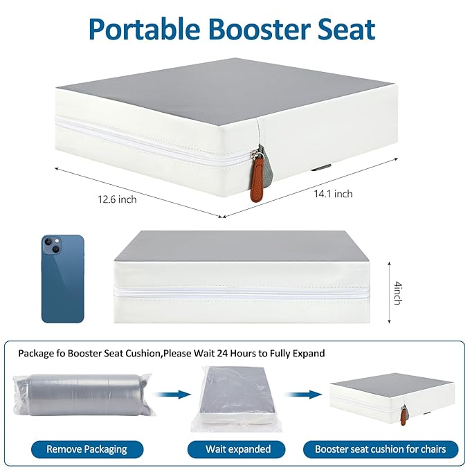 Toddler Booster Seat for Dining Table Chair,Non-Slip Bottom Baby Kid Booster Seat for Dining Table,2 Adjustable Straps,Portable Booster Seat for Table Travel Booster Seat for Toddler(Grey+White)