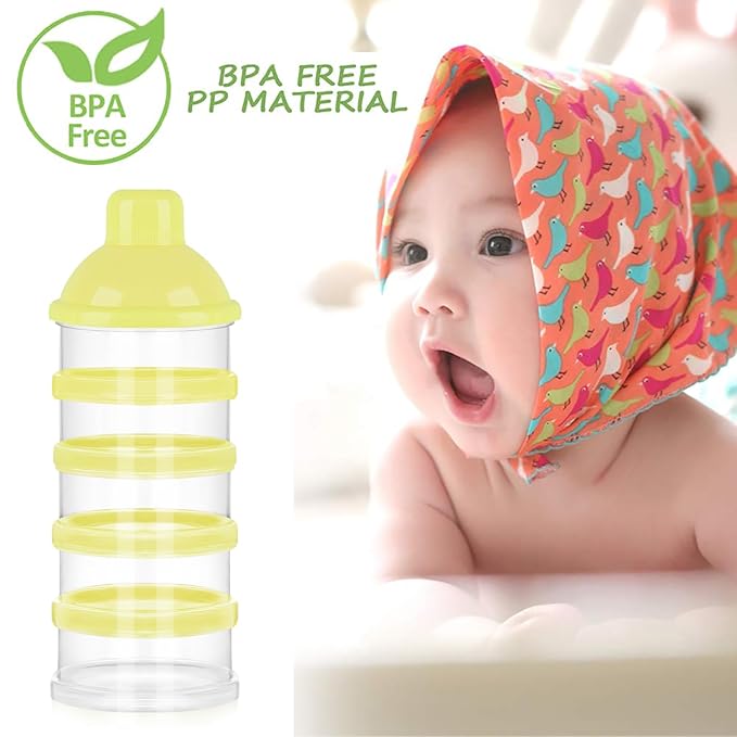 Accmor Formula Dispenser On The Go, 5 Compartments Stackable Formula Container for Travel, Baby Milk Powder Kids Snack Container, BPA Free