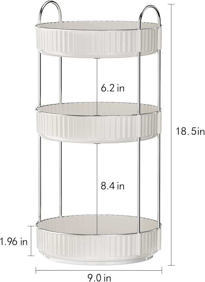 Rotating Makeup Organizer for Vanity,3 Tier High-Capacity Skincare Clear Make Up Storage Perfume Organizers Cosmetic Dresser Organizer Countertop 360 Spinning