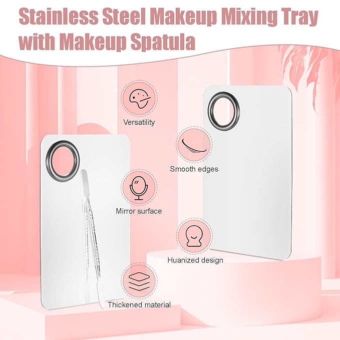 4 Pcs Makeup Spatula Korean Set, Spatula Makeup Korean Foundation Spatula, Stainless Steel Cosmetic Makeup Palette, Korean Makeup Spatula, Makeup Mixing Palette Cosmetic Spatula Skin Care Spatula Tool