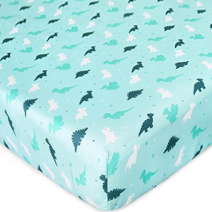 Crib Sheets for Boys or Girls 4-Pack, Fitted Crib Sheet 52'' x 28'' for Standard Crib & Toddler Mattress, Soft and Breathable Material, Baby Crib Sheets Neutral, Dinosaurs & Ocean