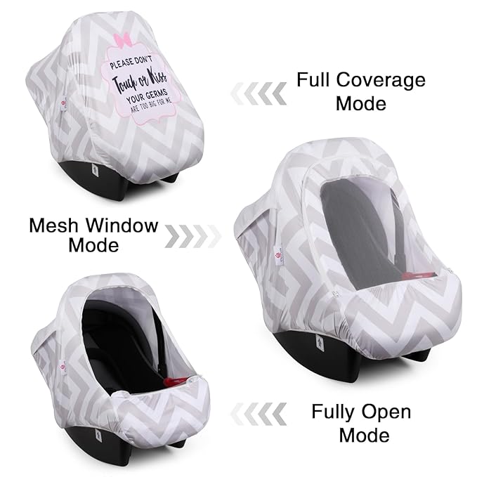 Metplus 2-in-1 Baby Car Seat Cover, Multi Use Cover for Baby Car Seat Canopy with Privacy Sun Shade, Protect Your Baby's Safety Seat with Style, Infant Carrier Covers for Boys & Girls