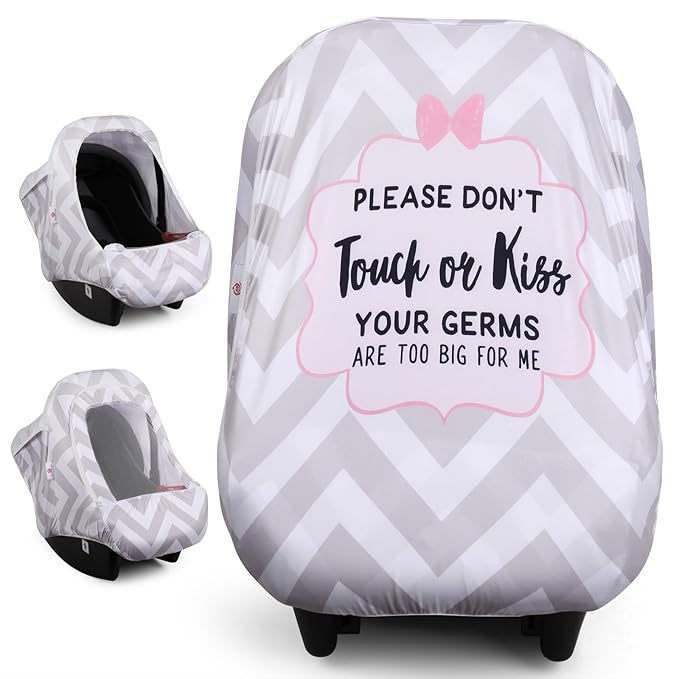 Metplus 2-in-1 Baby Car Seat Cover, Multi Use Cover for Baby Car Seat Canopy with Privacy Sun Shade, Protect Your Baby's Safety Seat with Style, Infant Carrier Covers for Boys & Girls