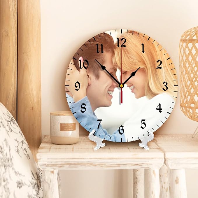 Generic Custom Clocks for Walls Personalized Clocks with Photo Text Logo Customize Gifts for Kitchen Bathroom Home Wedding Friend Family Lover, 10inch-25cm
