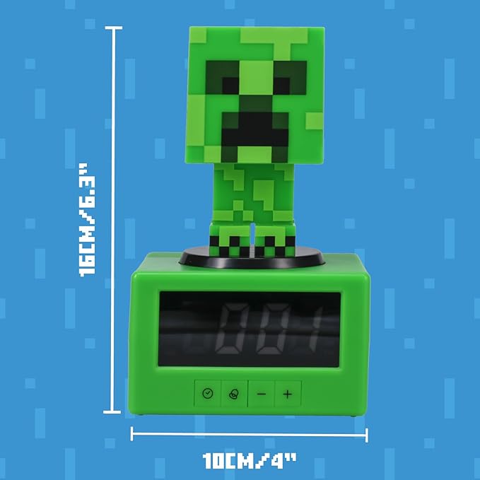 Paladone Minecraft Creeper Alarm Clock - Officially Licensed, in-Game Music & Night Light for Kids & Tweens, Gaming Room Accessory
