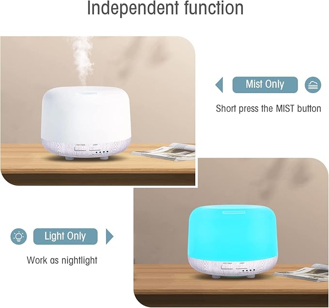 Aromatherapy Diffuser for Essential Oil, 300ml Cool Mist Humidifier with Remote Control, Aroma Diffusers for Home with Waterless Safety Switch & 14 LED Colors