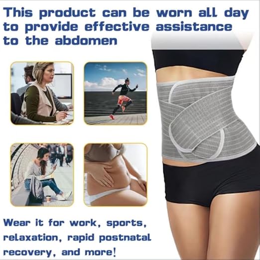 Postpartum Belly Band Wrap Back Support Natural Delivery Control Shapewear Binder Support Belt Girdle Women Tummy Control Waist Recovery Bamboo Charcoal Fiber (M Grey)