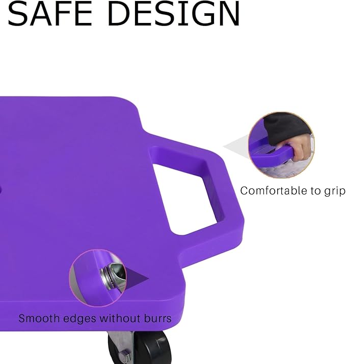 2 Plastic Scooter Boards with Handles for Kids Sitting and Sports Training, with 1 Ring, 2 Ropes and 4 Beanbags, Indoor and Outdoor Play