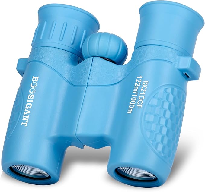 Binoculars for Kids 8x21, Gift for 3-12 Years Boys & Girls, Compact Kids Binoculars High-Resolution Shockproof Mini Binoculars for Bird Watching, Hiking, Camping, Travel Blue 301