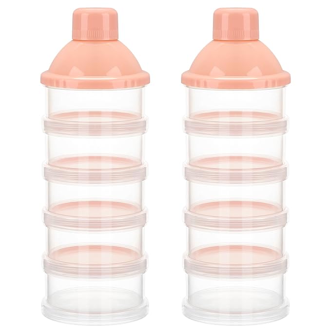 Accmor Formula Dispenser On The Go, 5 Compartments Stackable Formula Container for Travel, Baby Milk Powder Kids Snack Container, BPA Free