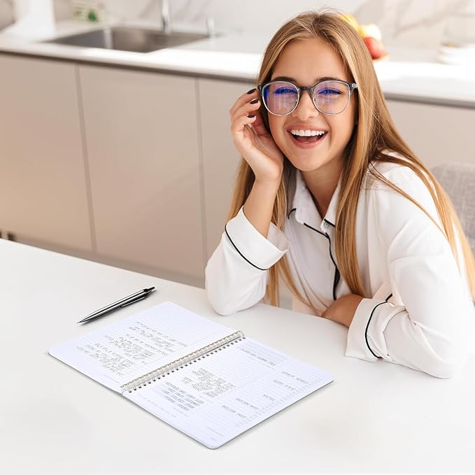 Undated Daily Planner Notebook With Hourly Schedule - Hardcover Appointment Day to do List Notebook for Women & Men - A5(5.7" x 8.3") Spiral Black