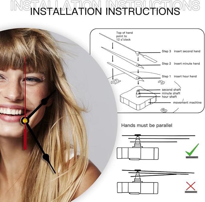 Generic Custom Clocks for Walls Personalized Clocks with Picture, 10inch-25cm Round Silent Wall Clock, Modern Style for Living Room, Unisex, Indoor Use, PVC Material