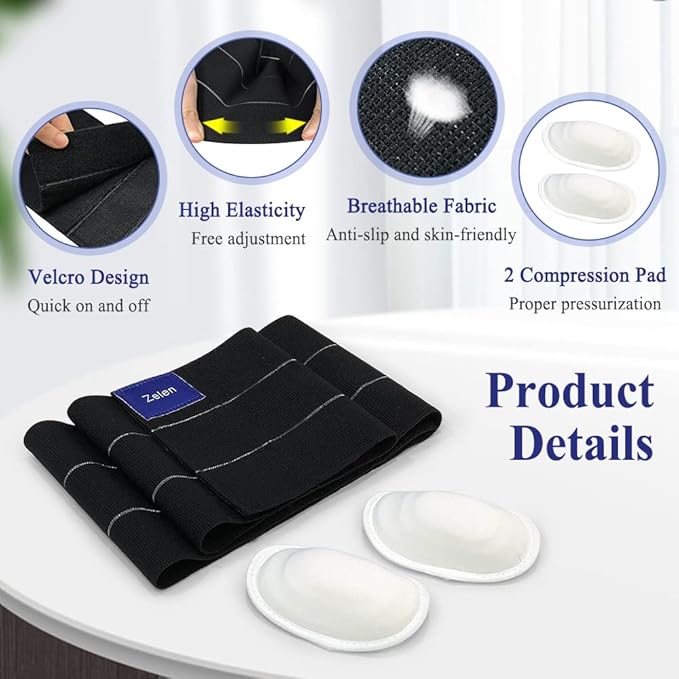 Umbilical Hernia Belt for Men Women Hernia Support Abdominal Binder Post Surgery Stomach Binder Belly Band for Men Surgical Binder Compression Navel Hernia Band Brace Abdominal Wrap (32-42 in)