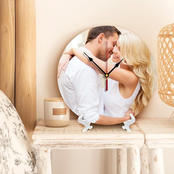 Generic Custom Clocks for Walls Personalized Picture Hanging Time Clocks Customized Round Clock for Birthday Wedding Present Wedding Friend Family Lover, 10inch-25cm