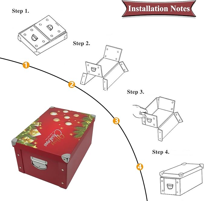 GUOZI Collapsible Storage Box, Decorative Memory Box with Lid & Metal Reinforced Corners, Cardboard File Bin with Handles, Organizer Gift Box for Keepsake Toy Photos Office Nursery Wardrobe Bookshelf