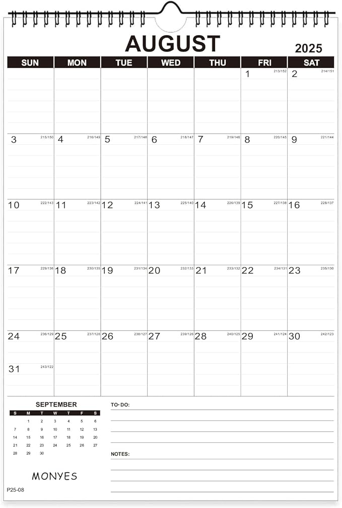 Wall Calendar 2025-2026 Large, 17" x 12" Academic Calendar, Monthly Calendar with Wire Binding & Hanging Hook, Large Wall Calendar