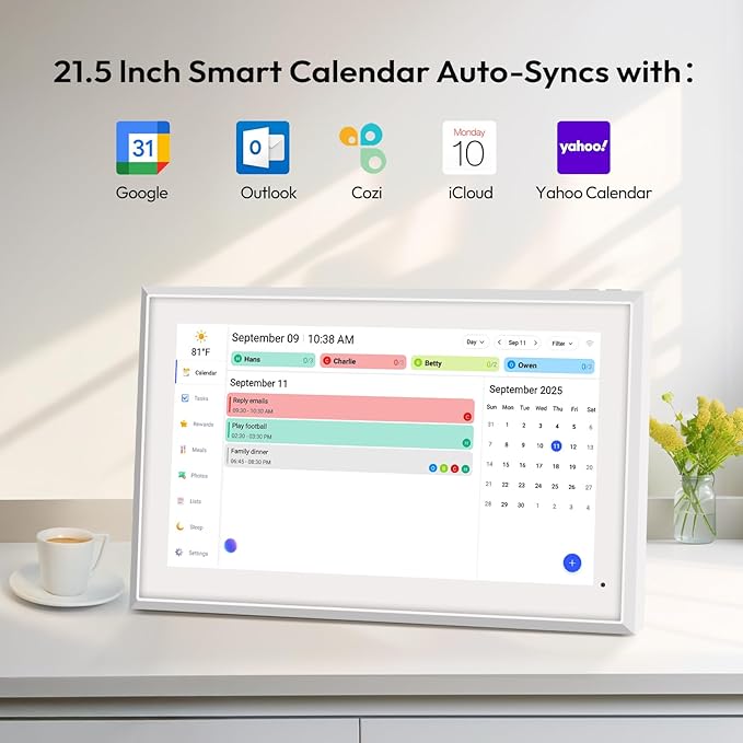 BOCT 21.5'' Digital Calendar Wall - 32GB Memory Touch Screen Chore Chart Smart Calendar,Digital Planner,Auto-Sync,APP Control,Interactive Family Schedules, Gift for Mother