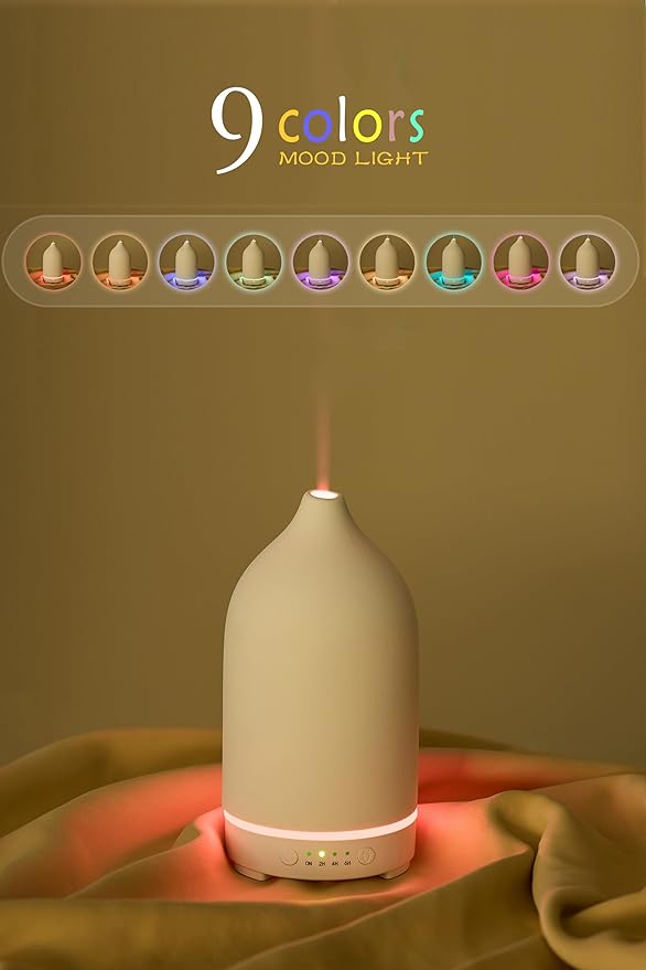 VIVITEST Stone Diffuser,200ML Essential Oil Diffuser, Ultrasonic Aromatherapy Diffusers for Home (White)