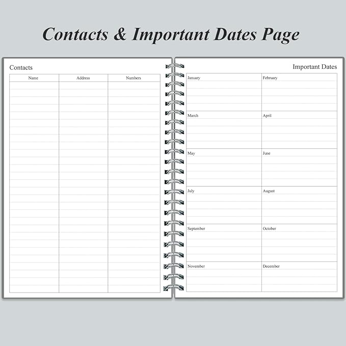 Daily Planner Undated - B5 To Do List Notebook Hourly Schedules, Spiral Appointment Planner for Women and Men, PVC Hardcover, Inner Pocket, Elastic Closure, 7" x 10", Grey