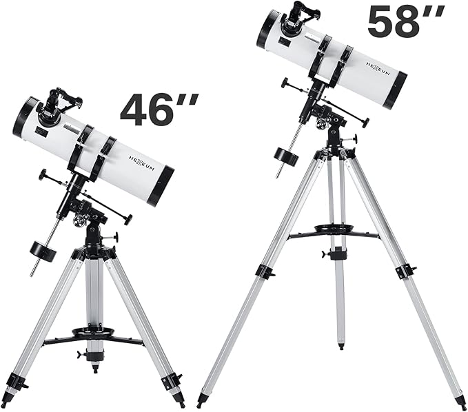 Telescope 130EQ Astronomical Reflector Telescopes - Manual Equatorial Telescope for Adults Astronomy. Comes with 2X Barlow Lens Phone Adapter and Moon Filter, Wireless Control