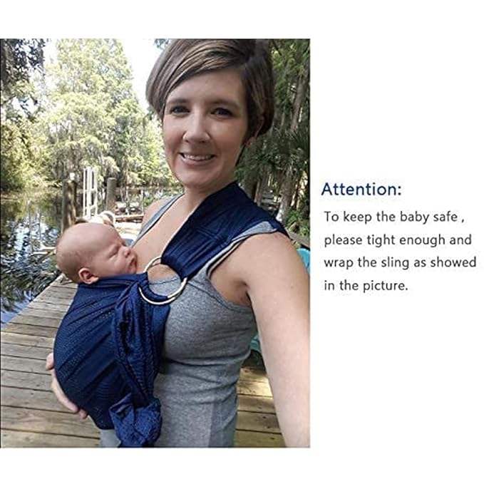 CUBY Water Baby Sling Carrier Lightweight Breathable Mesh Baby Wraps Carrier Adjustable Ring Sling Quick-Drying Baby Carriers Sling for Newborn Toddler Summer Swimming Pool Beach(Dark Blue)
