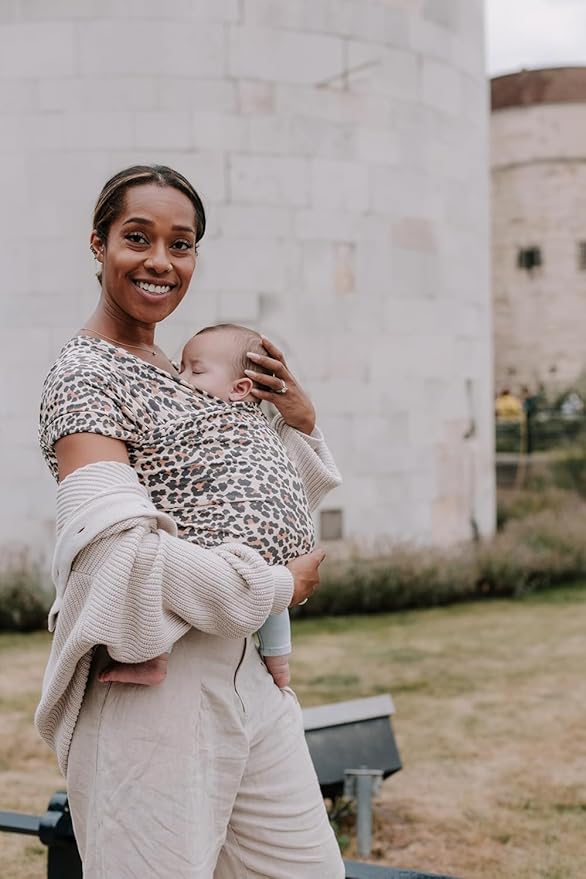 Boba Baby Wrap Carrier - Original Baby Carrier Wrap Sling for Newborns - Baby Wearing Essentials - Newborn Wrap Swaddle Holder, Newborn to Toddler Infant Sling (Leopard)